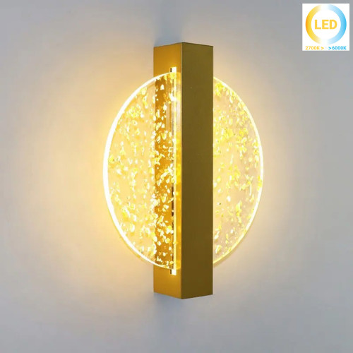 Απλίκα τοίχου μεταλλική χρυσή LED 6W 20Χ4,5Χ25 εκ. με ακρυλικό  458515