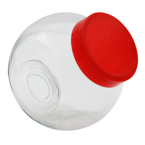 Βάζο αποθήκευσης γυάλινο 1700 ml 15Χ11Χ16 εκ. με πλαστικό καπάκι κόκκινο  65061-3