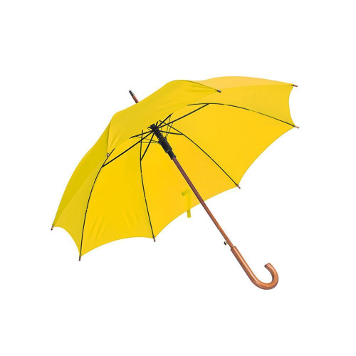 Ομπρέλα αυτόματη κίτρινη ξύλινη λαβή Ø105εκ.