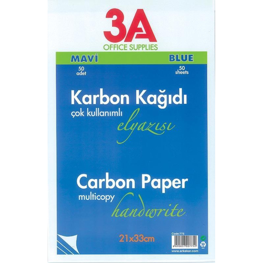 Ark χαρτί καρμπόν μπλε 50φ. 21x33εκ.